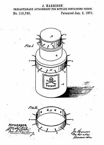 Here is one safety labelling idea that received a patent in 1871.