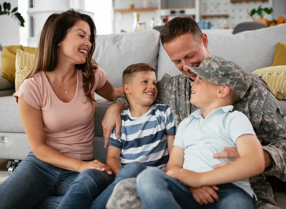 Soldier with wife and sons