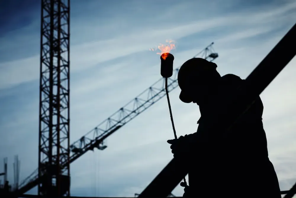 construction worker working safely with gas